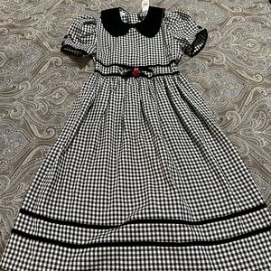Vintage Bonnie Jean Black and White Gingham Dress size 12